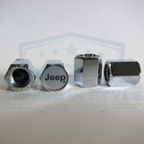 4pcs JEEP Logo Premium ABS Plastic Chrome Tire Stem Valve Caps Official Licensed