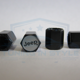 4pcs JEEP Logo Premium ABS Plastic Black Tire Stem Valve Caps Official Licensed