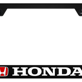 Honda Logo (Red Fill) Polycarbonate Notched License Plate Frame Official Licensed - UV Print on Black