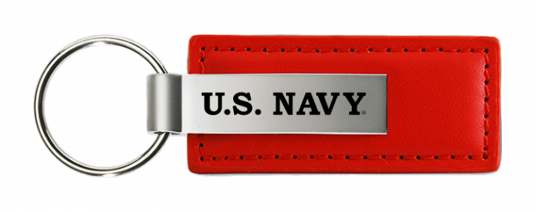 Military U.S. Navy Leather Key Chain Fob - Official Licensed