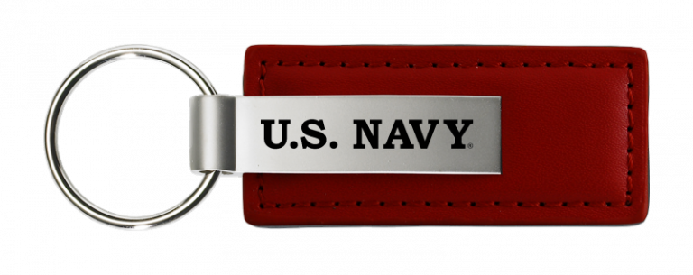 Military U.S. Navy Leather Key Chain Fob - Official Licensed