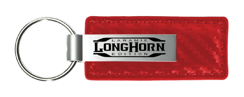 RAM Longhorn Laramie Carbon Fiber Leather Key Chain Fob - Official Licensed