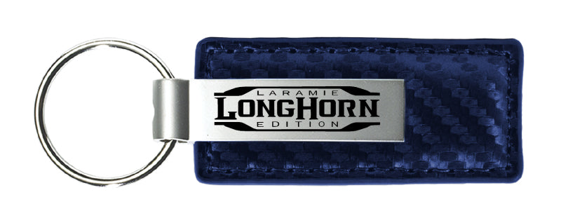 RAM Longhorn Laramie Carbon Fiber Leather Key Chain Fob - Official Licensed