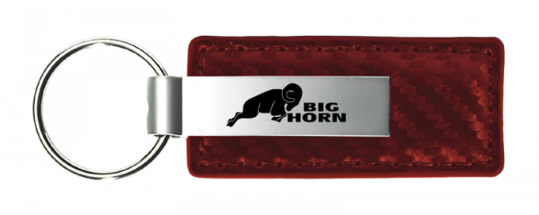 RAM Big Horn Carbon Fiber Leather Key Chain Fob - Official Licensed