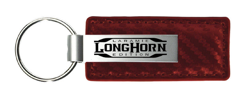 RAM Longhorn Laramie Carbon Fiber Leather Key Chain Fob - Official Licensed