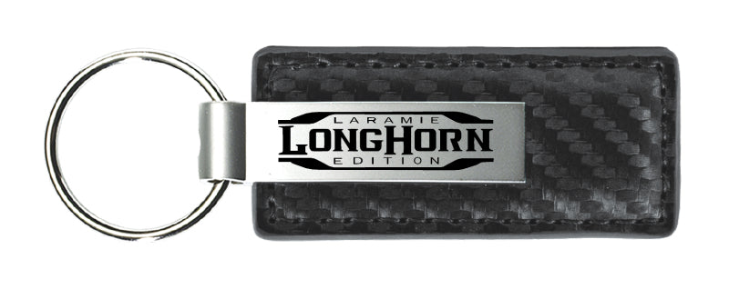 RAM Longhorn Laramie Carbon Fiber Leather Key Chain Fob - Official Licensed