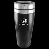 Honda Civic Logo Black 16oz Stainless Steel Tumbler Travel Mug Official Licensed